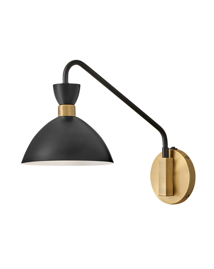 Lark Lighting 83250BK-HB  Simon Lamp Black With Heritage Brass