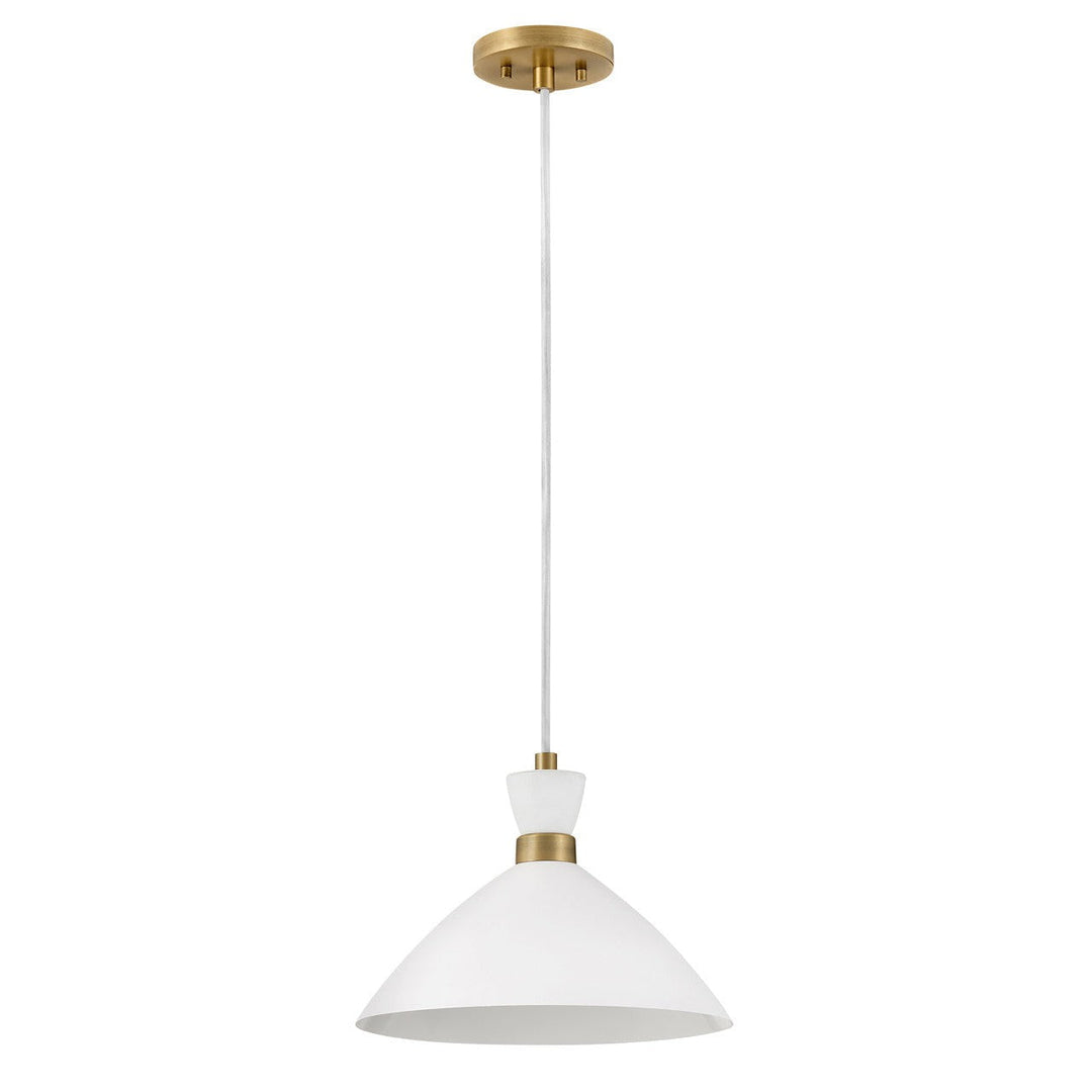 Lark Simon 83257MW-HB Pendant Light - Matte White with Heritage Brass