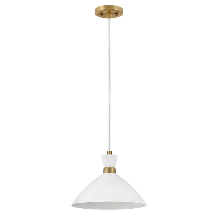 Lark Simon 83257MW-HB Pendant Light - Matte White with Heritage Brass