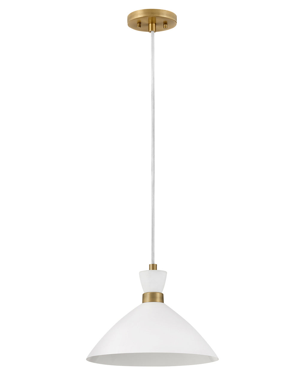 Lark Simon 83257MW-HB Pendant Light - Matte White with Heritage Brass