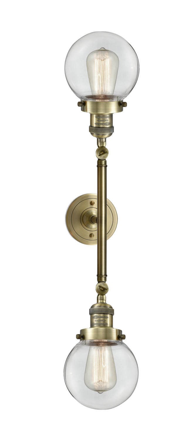 Innovations Franklin Restoration 208L-AB-G202-6-LED Bath Vanity Light 6 in. wide - Antique Brass