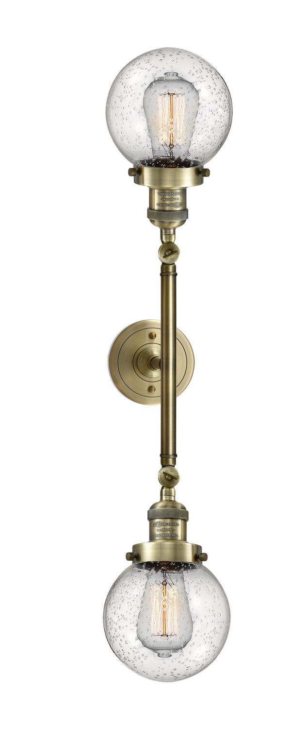 Innovations Franklin Restoration 208L-AB-G204-6 Bath Vanity Light 6 in. wide - Antique Brass