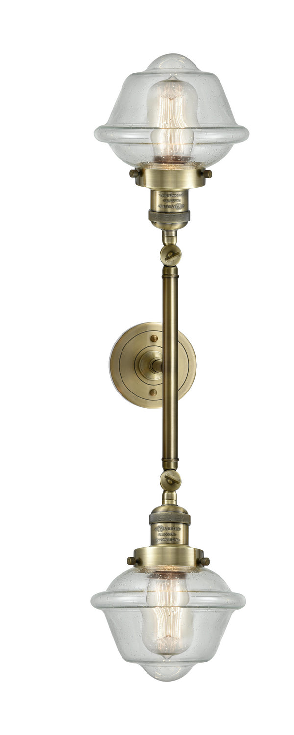 Innovations Franklin Restoration 208L-AB-G534 Bath Vanity Light 8 in. wide - Antique Brass