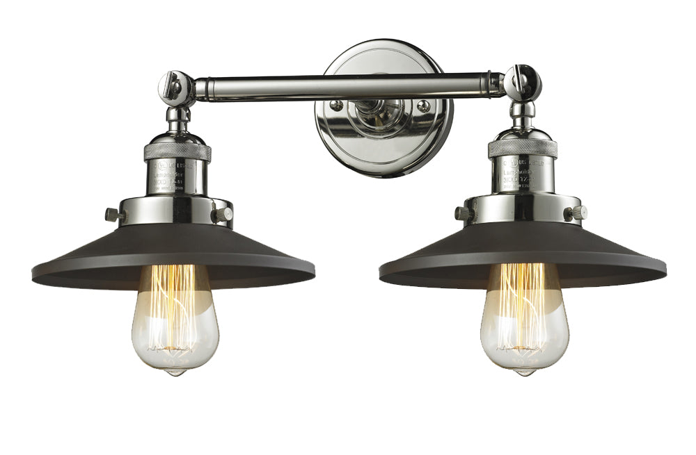 Innovations Franklin Restoration 208-PN-M6BK-LED Bath Vanity Light 18 in. wide - Polished Nickel