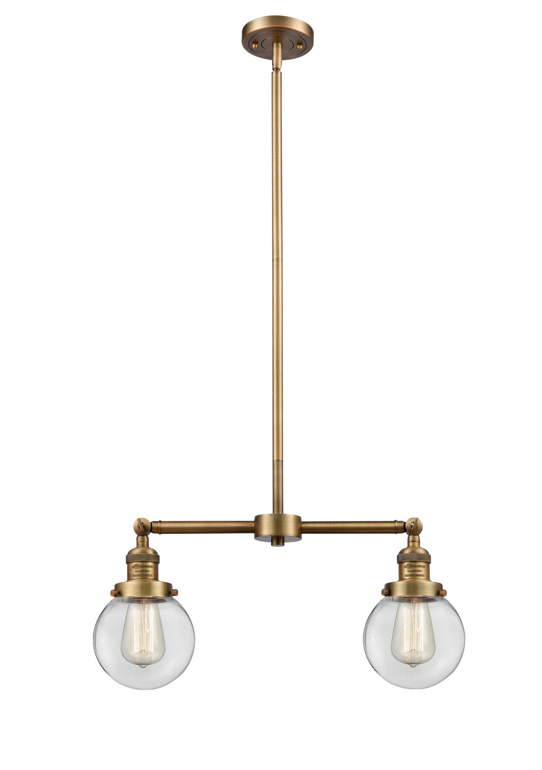 Innovations Franklin Restoration 209-BB-G202-6 Pendant Light - Brushed Brass
