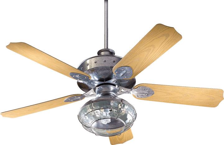 Quorum Hudson 137525-9 Ceiling Fan - Galvanized, Medium Oak