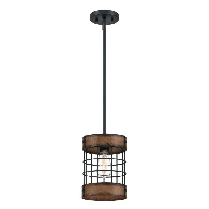 Westinghouse Langston 6117900 Pendant Light - Matte Black And Barnwood