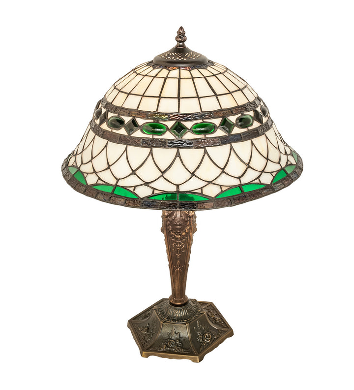 Meyda Tiffany Lighting 253629 Tiffany Roman One Light Table Lamp Lamp Copper/Antique/Verde