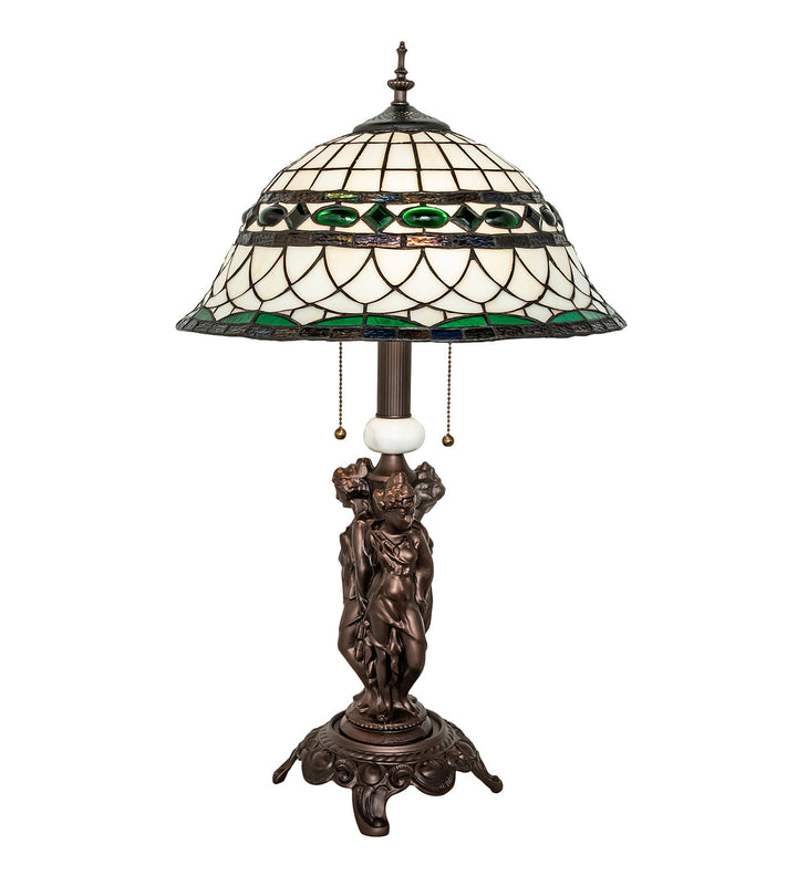 Meyda Tiffany Lighting 253641 Tiffany Roman Two Light Table Lamp Lamp Bronze / Dark