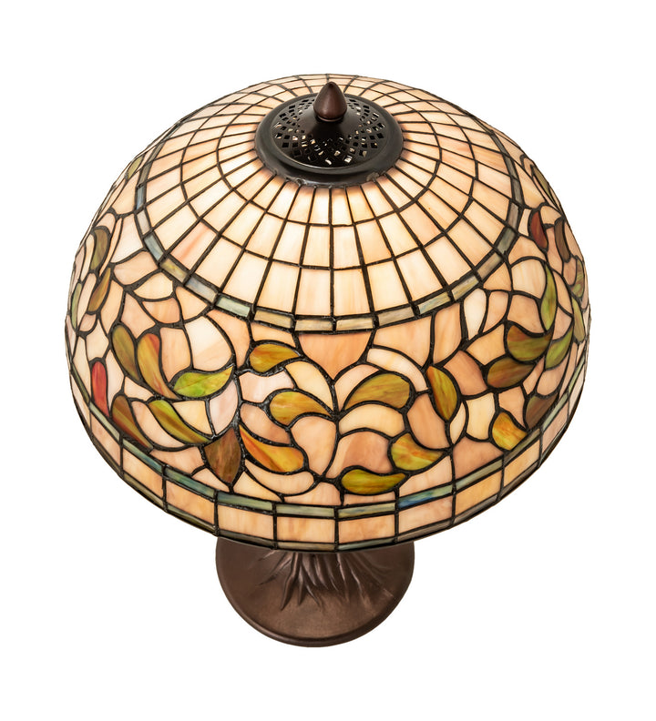 Meyda Tiffany Lighting 253821 Tiffany Turning Leaf One Light Table Lamp Lamp Bronze / Dark