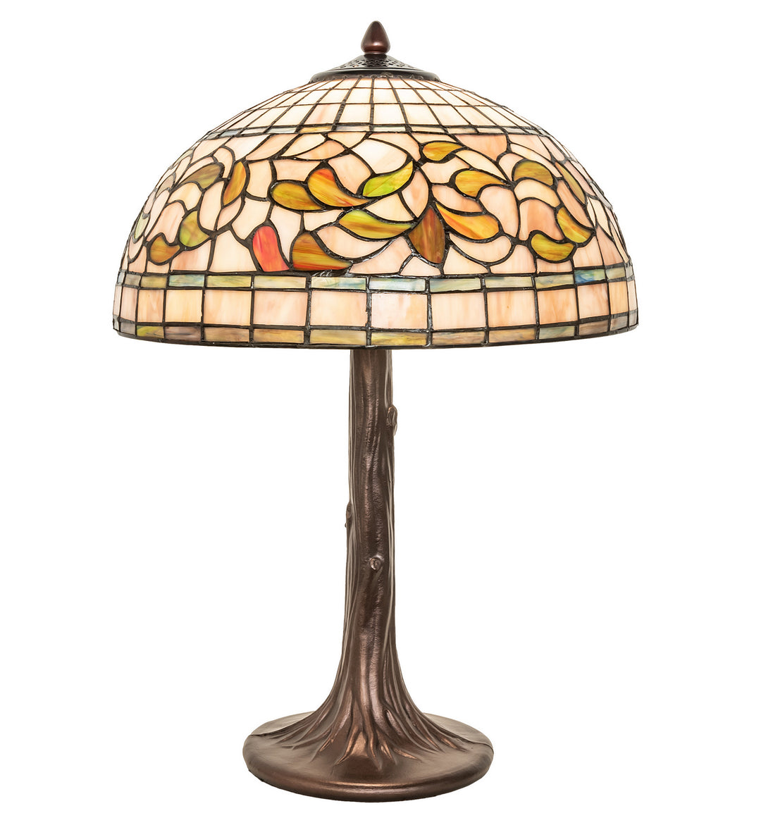 Meyda Tiffany Lighting 253821 Tiffany Turning Leaf One Light Table Lamp Lamp Bronze / Dark