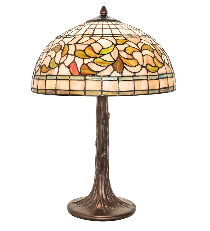 Meyda Tiffany Lighting 253821 Tiffany Turning Leaf One Light Table Lamp Lamp Bronze / Dark