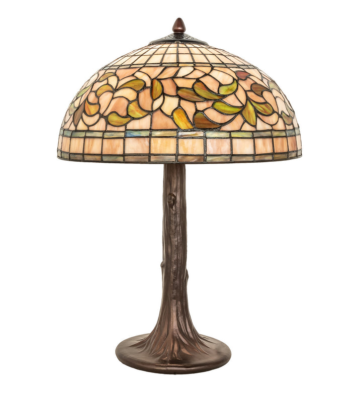 Meyda Tiffany Lighting 253821 Tiffany Turning Leaf One Light Table Lamp Lamp Bronze / Dark