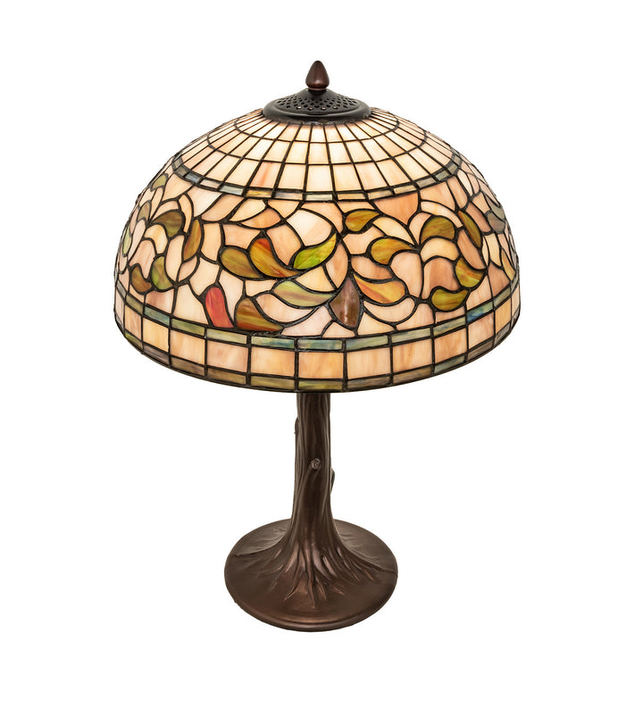 Meyda Tiffany Lighting 253821 Tiffany Turning Leaf One Light Table Lamp Lamp Bronze / Dark