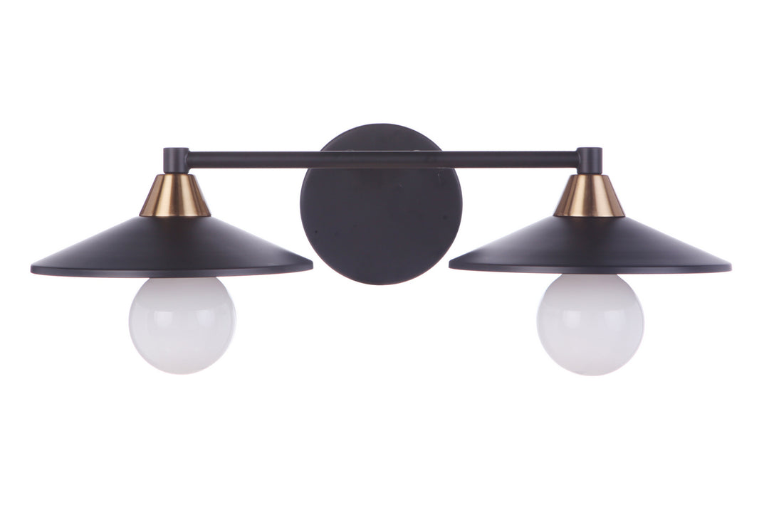 Craftmade Isaac 12519FBSB2 Bath Vanity Light 20 in. wide - Flat Black/Satin Brass