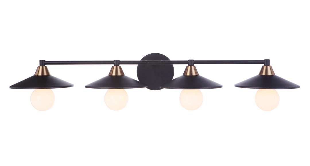 Craftmade Isaac 12537FBSB4 Bath Vanity Light 37 in. wide - Flat Black/Satin Brass