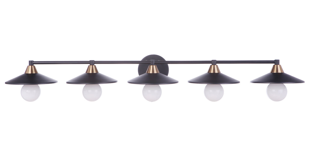 Craftmade Isaac 12546FBSB5 Bath Vanity Light 46 in. wide - Flat Black/Satin Brass