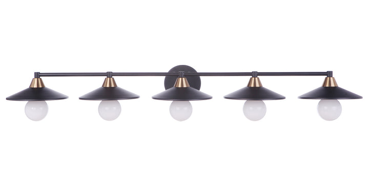 Craftmade Isaac 12546FBSB5 Bath Vanity Light 46 in. wide - Flat Black/Satin Brass