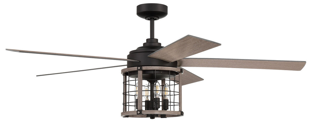 Craftmade Nicolas NIC56FBLW5 Ceiling Fan 56 - Flat Black/Light Wenge, Light Wenge/Light Wenge/