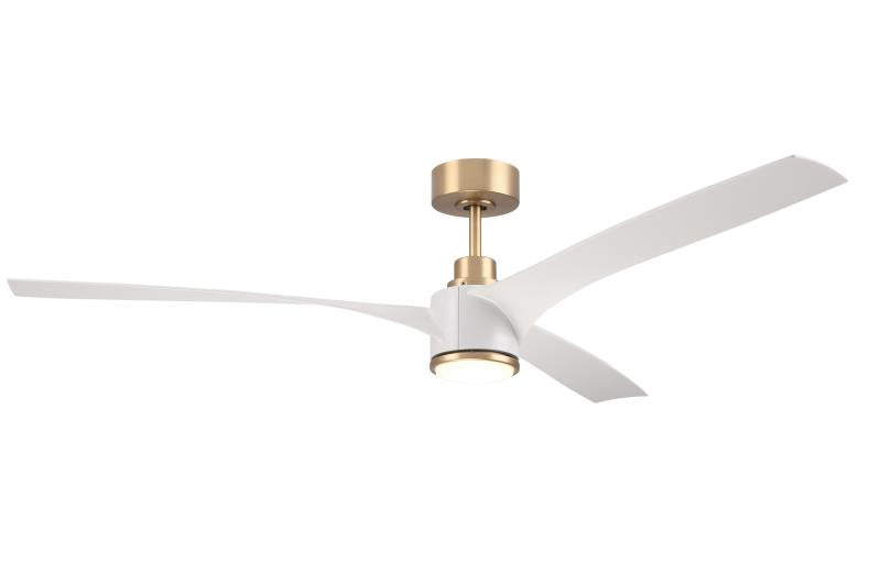 Craftmade Phoebe PHB60SB3 Ceiling Fan 60 - Satin Brass, White/White/