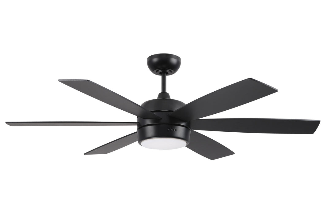 Craftmade Trevor TRV52FB6 Ceiling Fan 52 - Flat Black, Flat Black/Greywood/