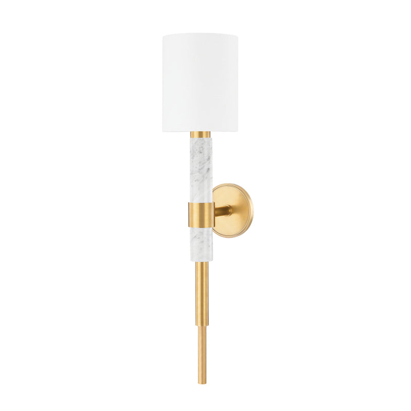 Corbett Solstice 396-01-VB/WM Wall Sconce Light - Vintage Brass & White Marble