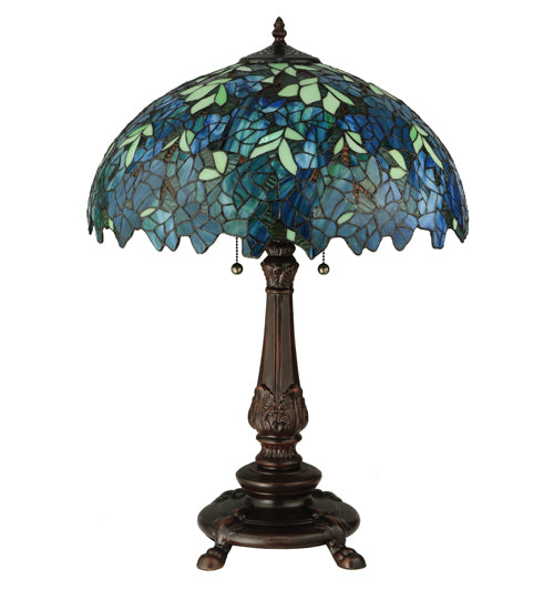 Meyda Tiffany Lighting 124815 Nightfall Wisteria Two Light Table Lamp Lamp Bronze / Dark
