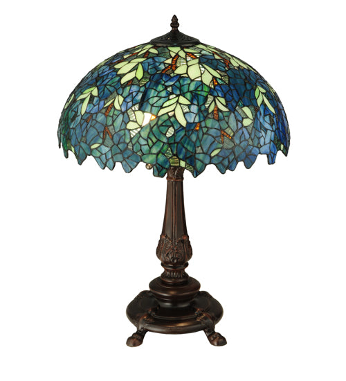Meyda Tiffany Lighting 124815 Nightfall Wisteria Two Light Table Lamp Lamp Bronze / Dark