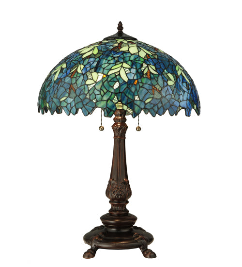 Meyda Tiffany Lighting 124815 Nightfall Wisteria Two Light Table Lamp Lamp Bronze / Dark