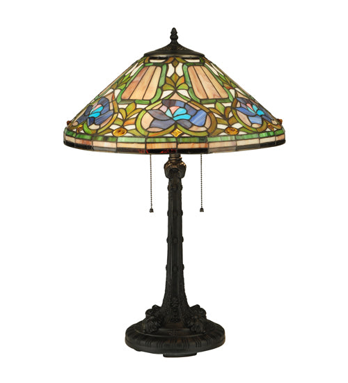 Meyda Tiffany Lighting 124816 Tiffany Floral Two Light Table Lamp Lamp Bronze / Dark