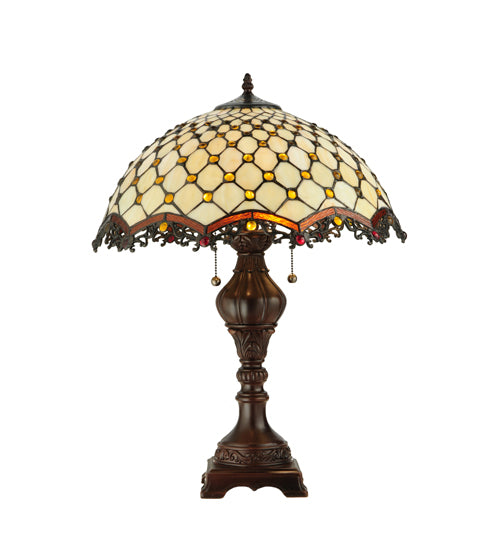 Meyda Tiffany Lighting 124834 Jeweled Katherine Two Light Table Lamp Lamp Bronze / Dark