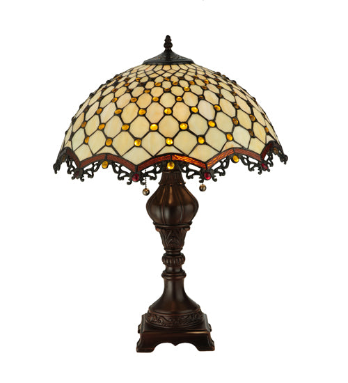 Meyda Tiffany Lighting 124834 Jeweled Katherine Two Light Table Lamp Lamp Bronze / Dark
