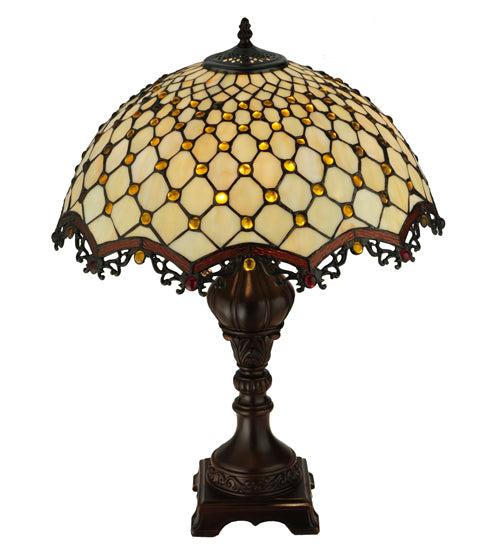 Meyda Tiffany Lighting 124834 Jeweled Katherine Two Light Table Lamp Lamp Bronze / Dark