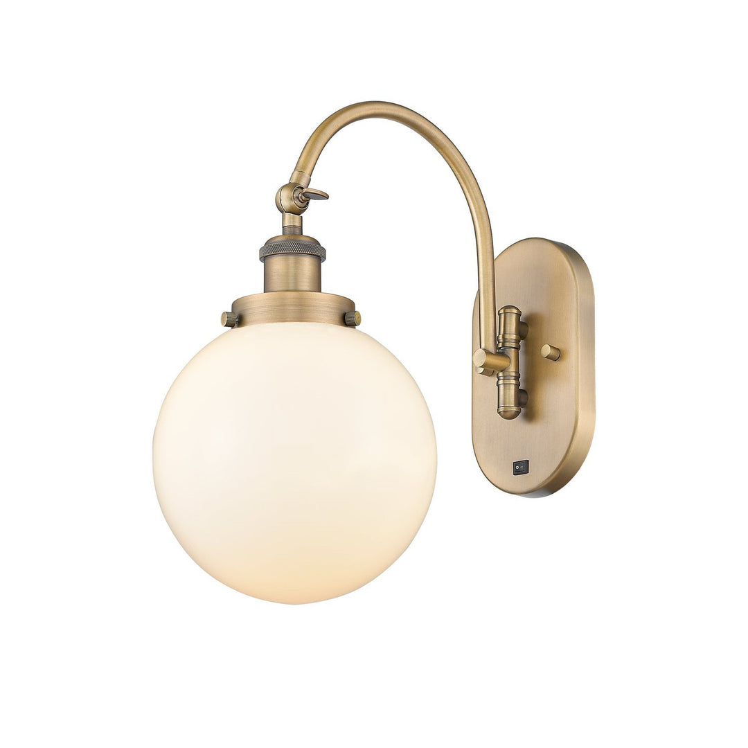 Innovations Franklin Restoration 918-1W-BB-G201-8 Wall Sconce Light - Brushed Brass