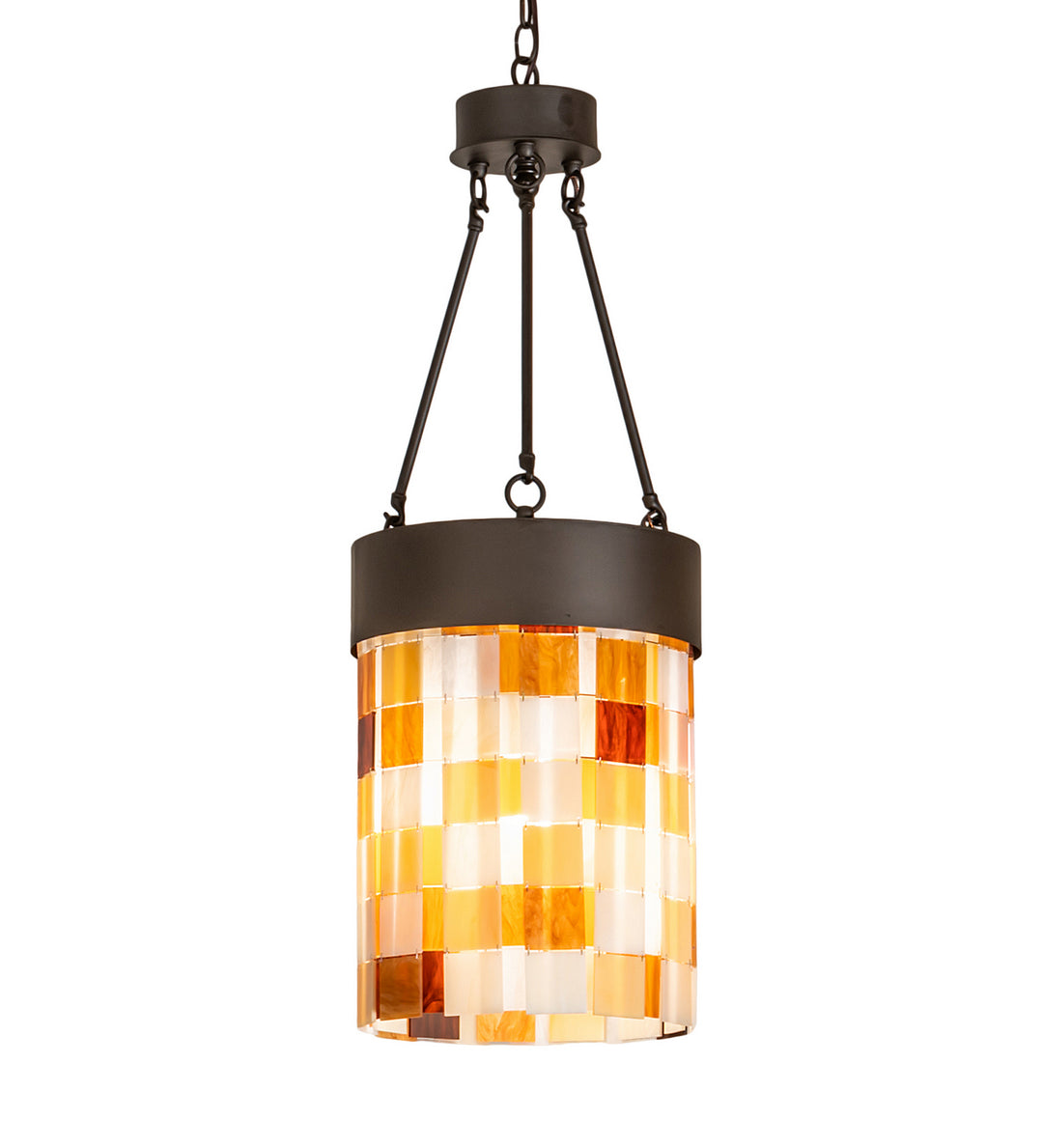 Meyda Tiffany Cilindro Calico 249600 Pendant Light - Oil Rubbed Bronze