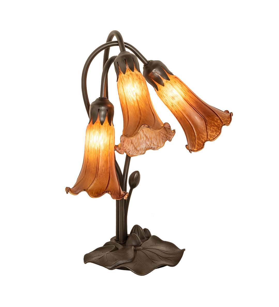 Meyda Tiffany Lighting 136435 Amber Three Light Table Lamp Lamp Bronze / Dark