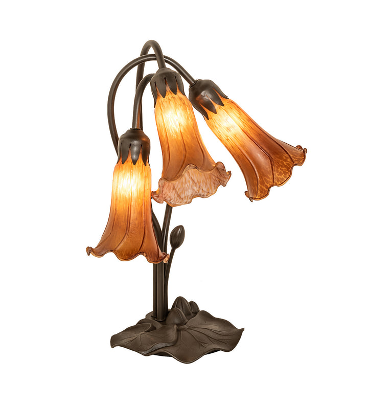 Meyda Tiffany Lighting 136435 Amber Three Light Table Lamp Lamp Bronze / Dark