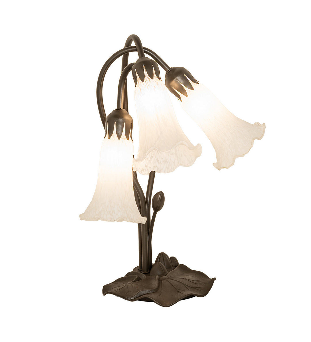 Meyda Tiffany Lighting 173809 White Three Light Table Lamp Lamp Bronze / Dark