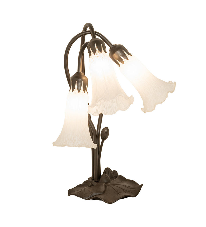 Meyda Tiffany Lighting 173809 White Three Light Table Lamp Lamp Bronze / Dark