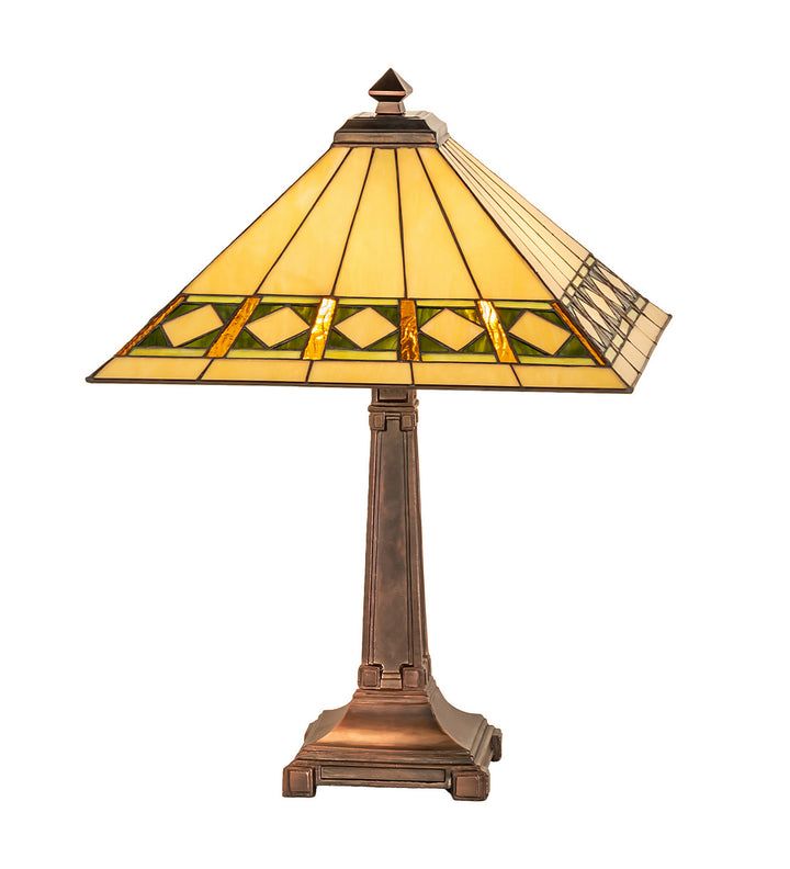 Meyda Tiffany Lighting 17382 Diamond Band Mission Two Light Table Lamp Lamp Bronze / Dark