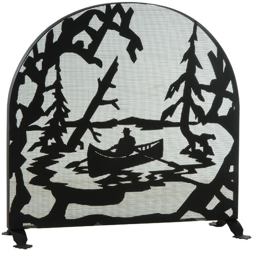 Meyda Tiffany Lighting 124963 Canoe At Lake Fireplace Screen Home Decor Black