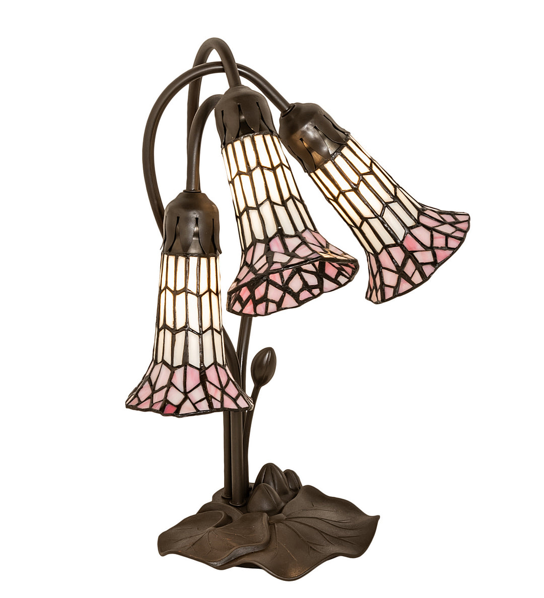 Meyda Tiffany Lighting 251690 Stained Glass Pond Lily Three Light Table Lamp Lamp Bronze / Dark