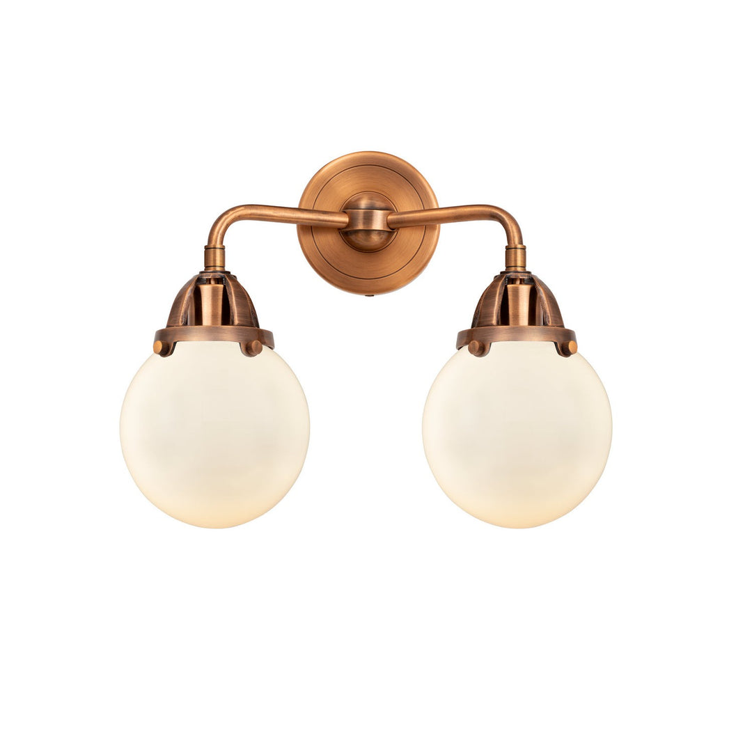 Innovations Nouveau 2 288-2W-AC-G201-6 Bath Vanity Light 14 in. wide - Antique Copper