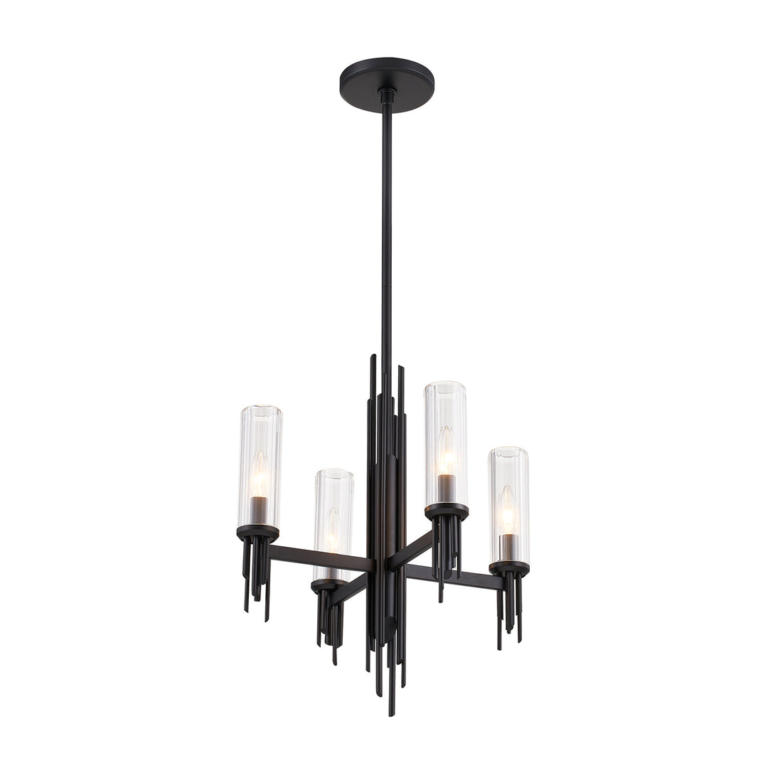 Alora torres CH335418MBCR Chandelier Light - Clear Ribbed Glass/Matte Black