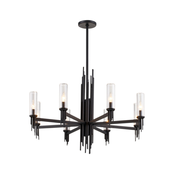 Alora torres CH335836MBCR Chandelier Light - Clear Ribbed Glass/Matte Black