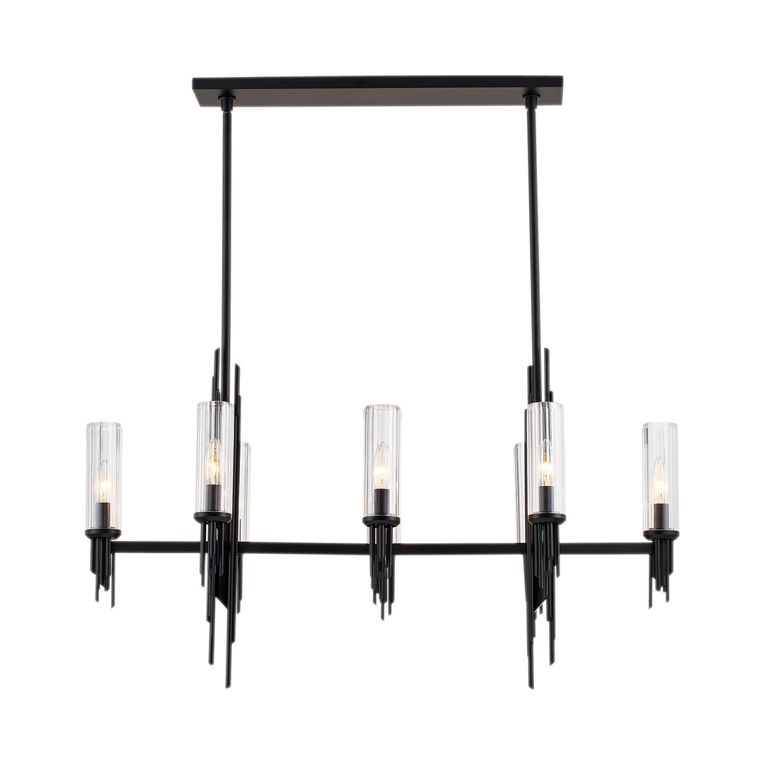 Alora torres LP335838MBCR Pendant Light - Clear Ribbed Glass/Matte Black