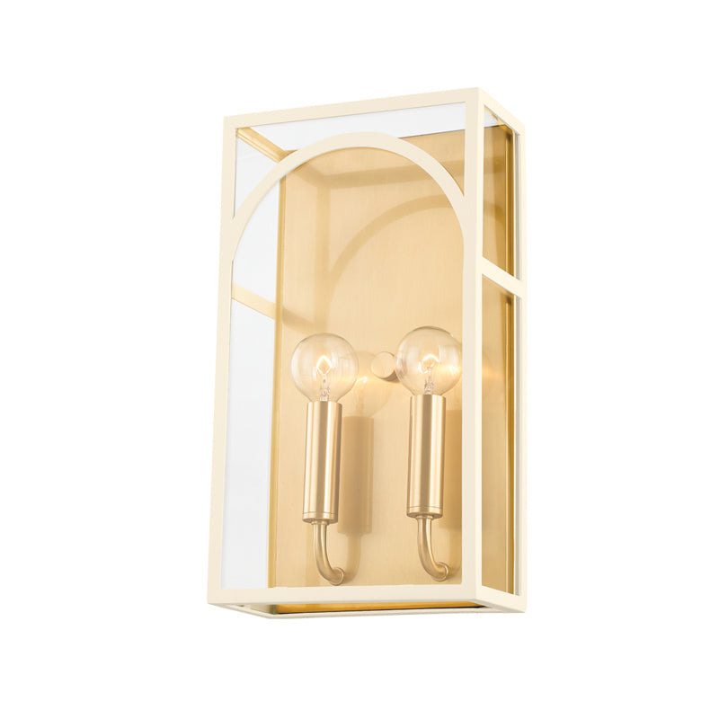 Mitzi Addison H642102-AGB/TCR Wall Sconce Light - Aged Brass/Textured Cream Combo