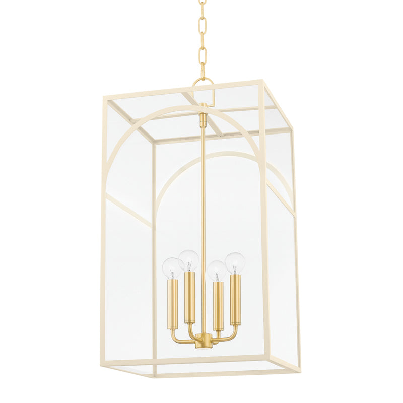 Mitzi Addison H642704L-AGB/TCR Pendant Light - Aged Brass/Textured Cream Combo