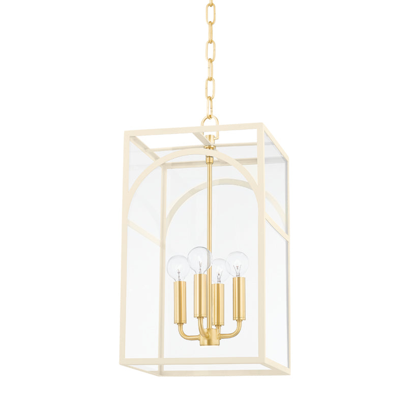 Mitzi Addison H642704S-AGB/TCR Pendant Light - Aged Brass/Textured Cream Combo