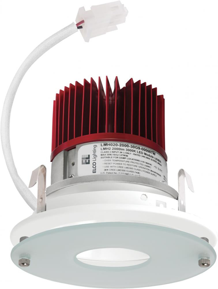 Elco Lighting E412C16SDW  Led Light Engine With Drop Glass Reflector Trim Recessed Light White